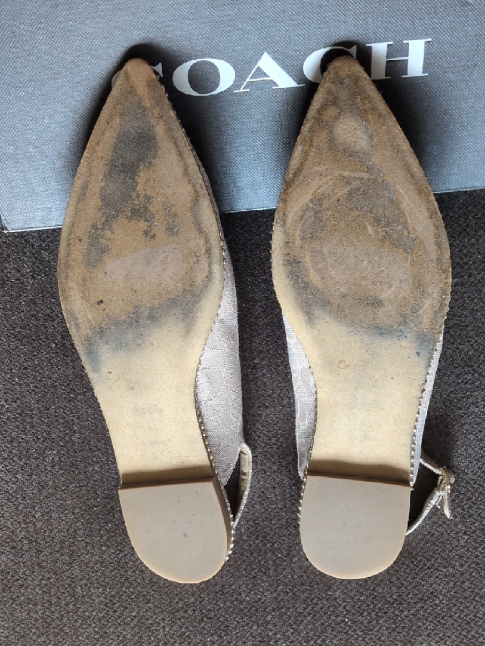 Coach Beige Signature Pointed Slingback Flats 8.5 - Picture 4 of 8